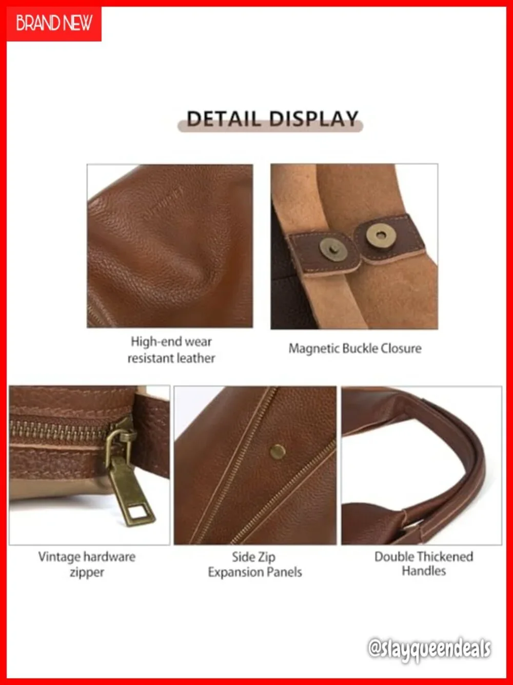Genuine Leather Slouchy Hobo Tote Bag, Two-Tone Crescent Handbag with Fringe,